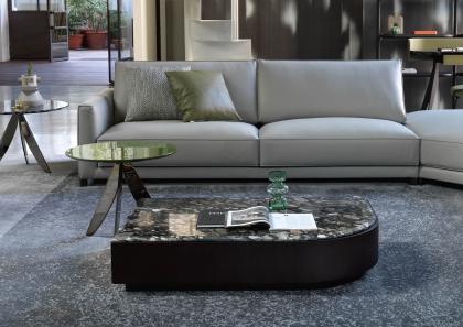 Rectangular Stage coffee table in front of the sofa - BertO