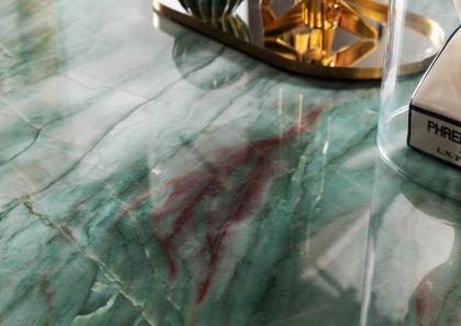 Riff coffee table detail top Emerald Quarzite - BertO