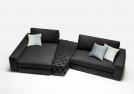 Joey BertoLive sectional sofa in denim and leather