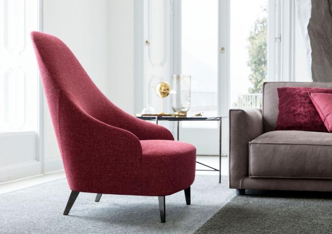 Red fabric armchair Vanessa - cm L.67 x P.86 x H.100 - BertO Prima
