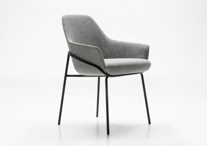 Design chair Jackie with armrests - Upholstery in fabric our leather - BertO Salotti