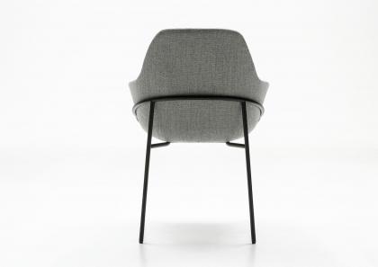 Design chair Jackie with legs in black embossed varnished metal tubes - BertO Salotti