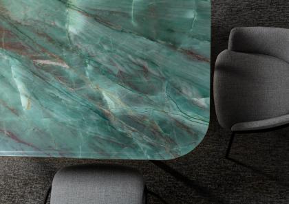 CJ modern design table with top in Brazilian Emerald Quarzite  - BertO Salotti