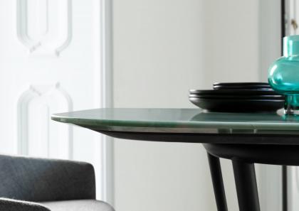 CJ modern design table with rectangular top rounded by a special bevel - BertO Salotti