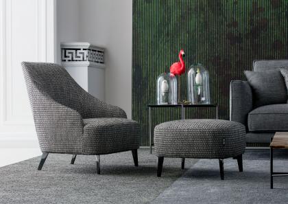 Modern armchair Emilia with pouf - BertO Salotti