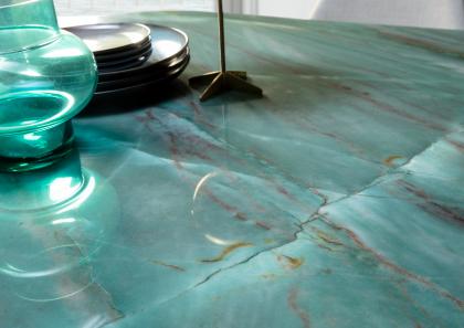 CJ table top in Brazilian Emerald Quarzite - BertO Salotti
