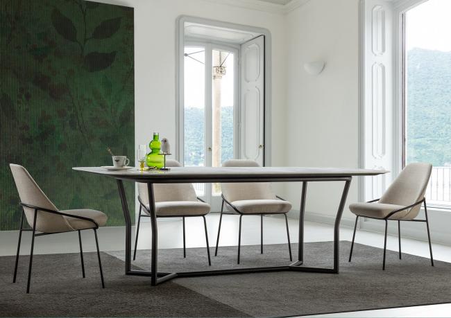 Cj  rectangular table with top Carrara marble - cm L.220 x D.100 H.76,5 -  BertO