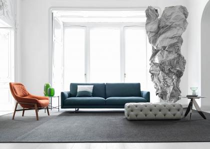 A modern living-room sofa Dee Dee with the Hanna leather armchair - BertO Salotti