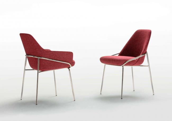 Set of red Jackie chairs with armrests and without armrests - Berto Outlet