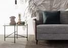 Marky sofa bed with curved leather armrests and Riff coffee table - BertO