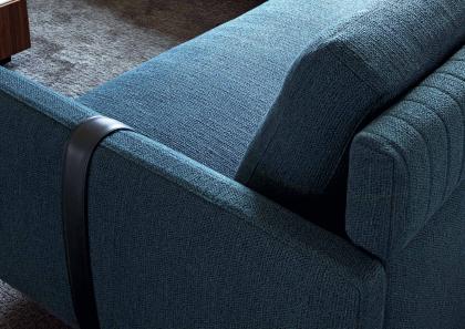 The Dee Dee corner sofa is upholstered in Dorian fabric colour teal from the exclusive BertO collection