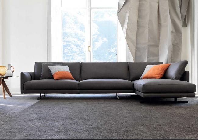 Dee Dee sofa with peninsula cm. L.337 x D.180 - BertO 