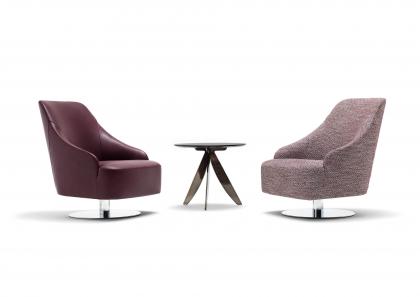 Emilia custom made swivel armchair with steel base (MDFF2020)  – BertO Salotti